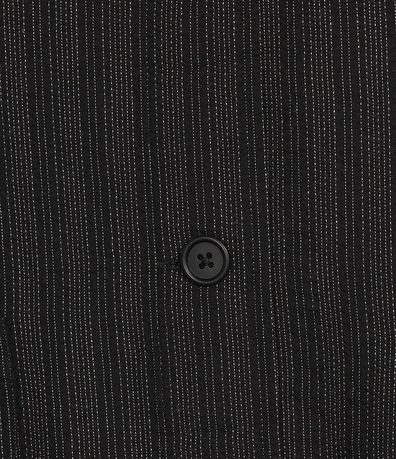 Eileen Fisher Cotton-Blend Stripe Stitch Stand Collar Long Sleeve Elastic Hem Button-Front Jacket