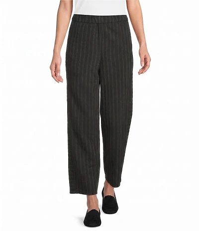 Eileen Fisher Cotton-Blend Yarn-Dyed Stripe Pull-On Lantern Pants
