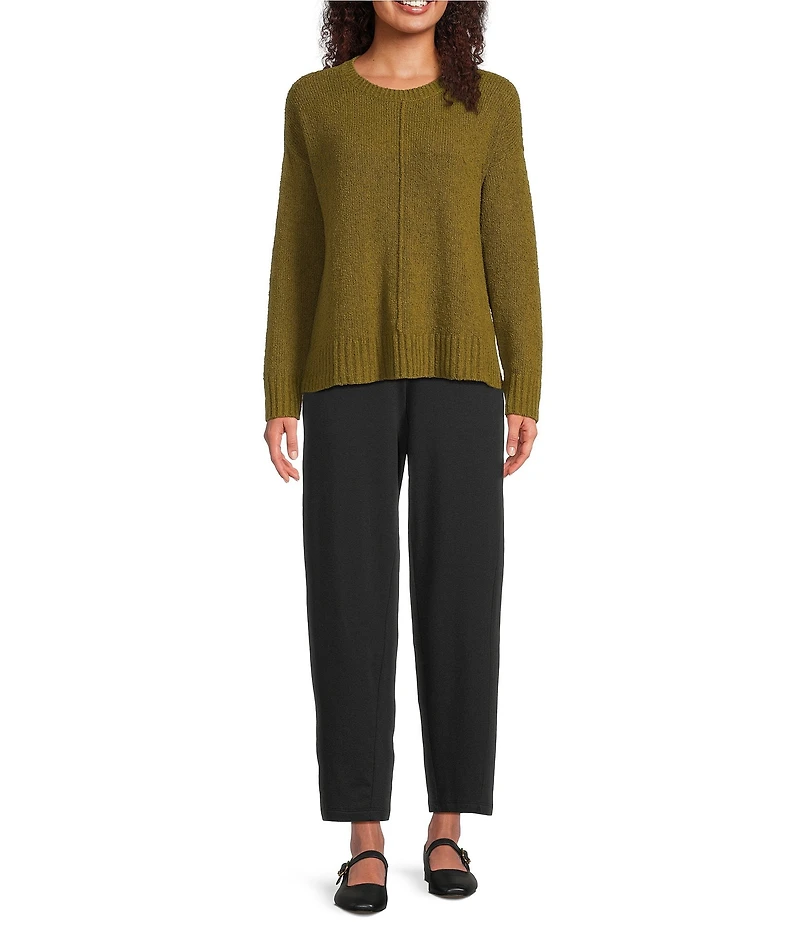 Eileen Fisher Cozy Brushed Terry Flat Front Ankle Lantern Pants
