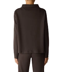 Eileen Fisher Cozy Brushed Terry Hug Knit Funnel Neck Long Sleeve Top