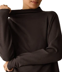 Eileen Fisher Cozy Brushed Terry Hug Knit Funnel Neck Long Sleeve Top