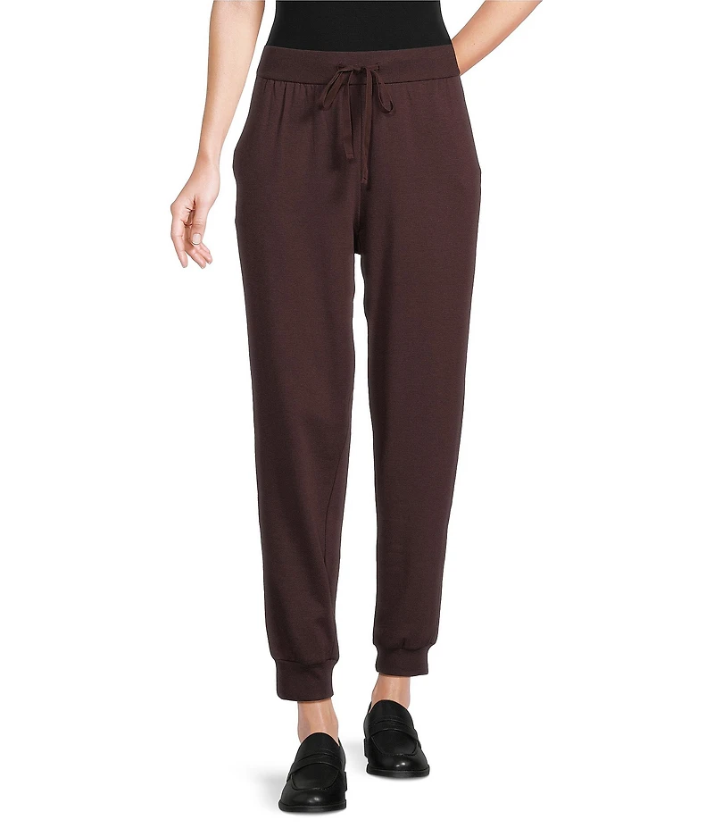 Eileen Fisher Cozy Brushed Terry Organic Cotton Blend Elastic Tie Waist Ankle Jogger Track Pants