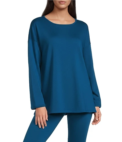 Eileen Fisher Cozy Brushed Terry Round Neck Long Sleeve Box Top