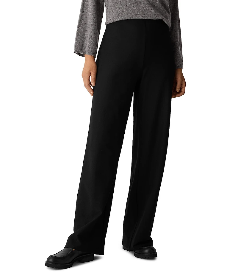 Eileen Fisher Crepe High-Waist Wide Leg Pants