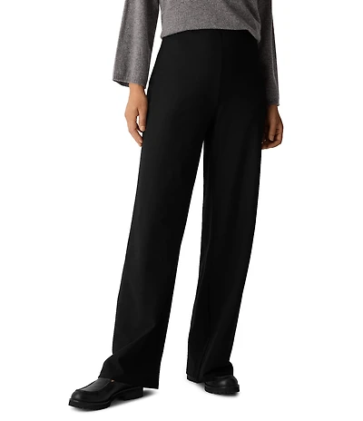 Eileen Fisher Crepe High-Waist Wide Leg Pants