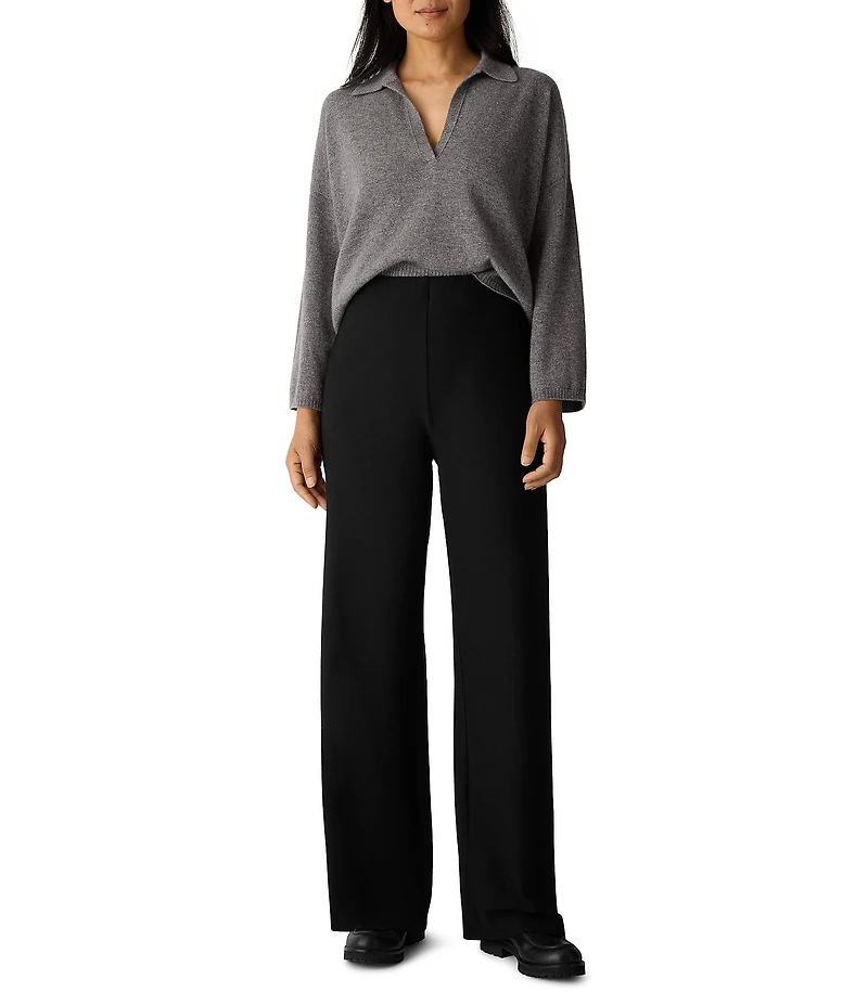 Eileen Fisher Crepe High-Waist Wide Leg Pants