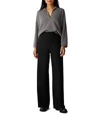 Eileen Fisher Crepe High-Waist Wide Leg Pants