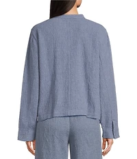 Eileen Fisher Crinkle Doubleweave Mandarin Collar Long Sleeve Jacket