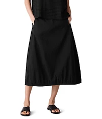 Eileen Fisher Crinkle Organic Cotton Blend Elastic Waist Lantern Midi Skirt