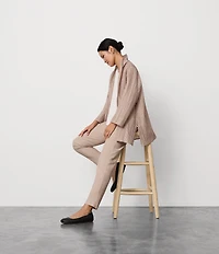 Eileen Fisher Crinkle Shimmer High Collar Bracelet Sleeve Open Front Jacket