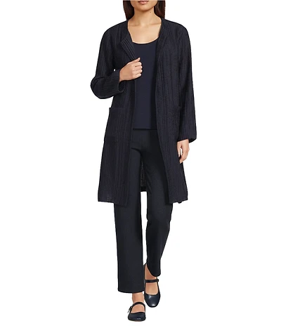 Eileen Fisher Crinkle Shimmer Round Neck Long Sleeve Jacket