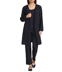 Eileen Fisher Crinkle Shimmer Round Neck Long Sleeve Jacket
