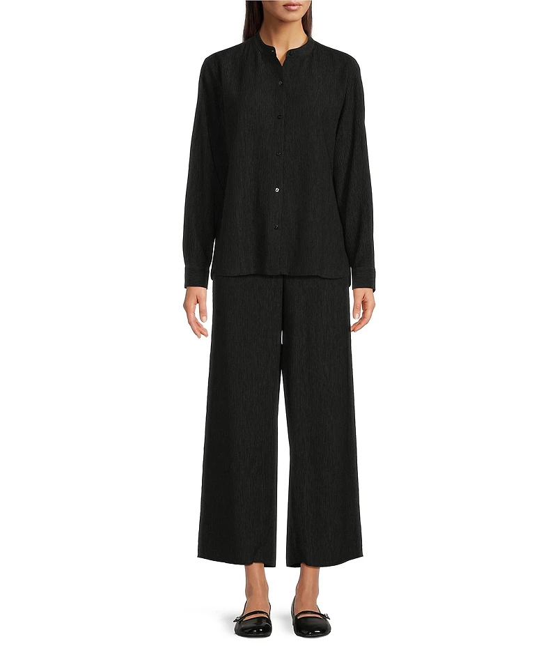Eileen Fisher Crinkle Texture Plisse Wide Leg Ankle Pants