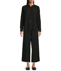 Eileen Fisher Crinkle Texture Plisse Wide Leg Ankle Pants