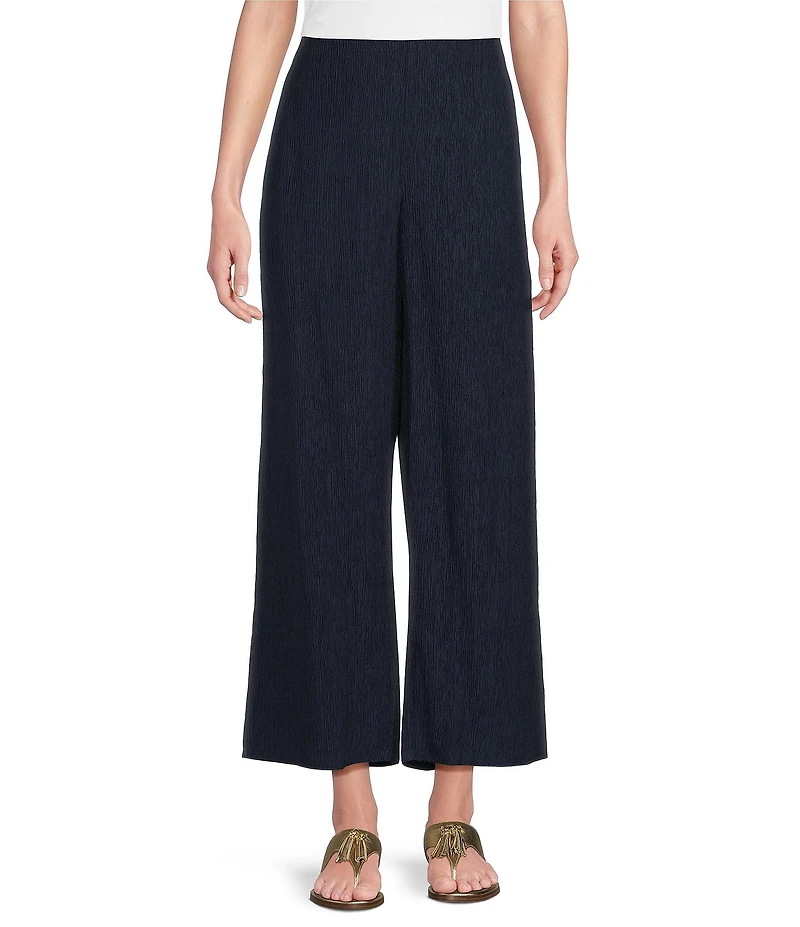 Eileen Fisher Crinkle Texture Plisse Wide Leg Ankle Pants