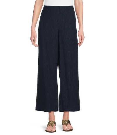 Eileen Fisher Crinkle Texture Plisse Wide Leg Ankle Pants