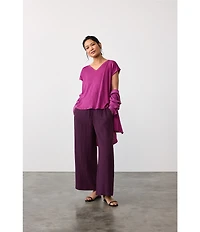 Eileen Fisher Crinkle Texture Wide Leg Ankle Pants