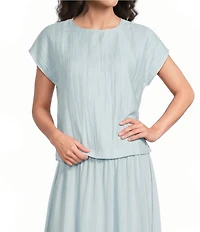 Eileen Fisher Crinkle Weave Round Neck Short Sleeve Top