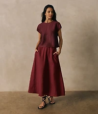 Eileen Fisher Crinkle Weave Round Neck Short Sleeve Top