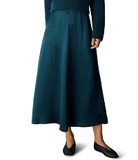 Eileen Fisher Crinkled Textured Satin A-Line Skirt