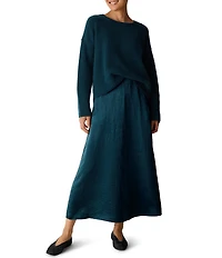 Eileen Fisher Crinkled Textured Satin A-Line Skirt