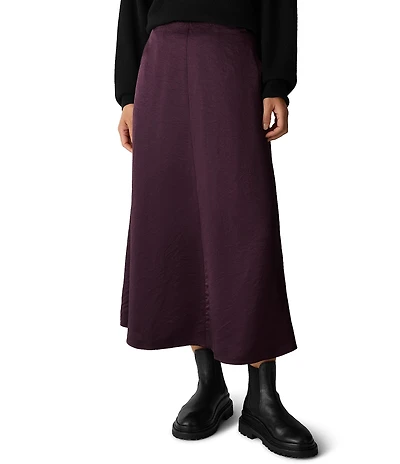 Eileen Fisher Crinkled Textured Satin A-Line Skirt