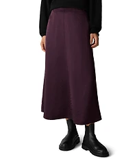 Eileen Fisher Crinkled Textured Satin A-Line Skirt