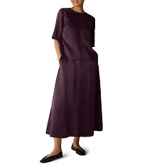 Eileen Fisher Crinkled Textured Satin A-Line Skirt