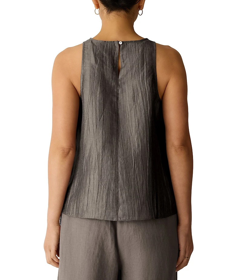 Eileen Fisher Crinkled Weave Halter Neck Sleeveless Top