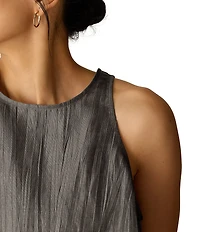 Eileen Fisher Crinkled Weave Halter Neck Sleeveless Top