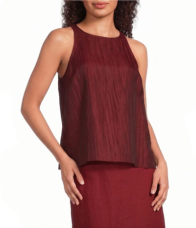 Eileen Fisher Crinkled Weave Halter Neck Sleeveless Top