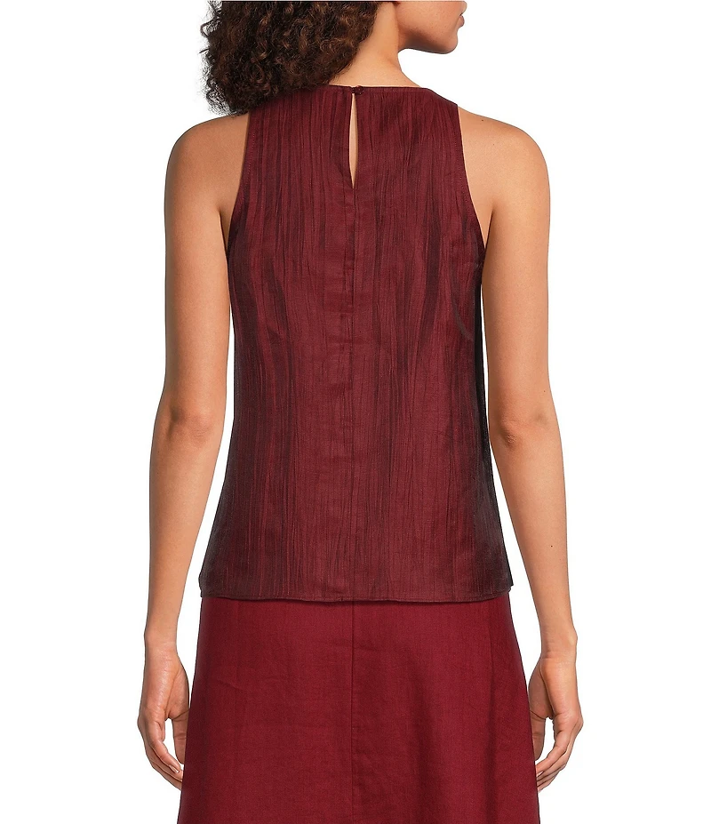 Eileen Fisher Crinkled Weave Halter Neck Sleeveless Top