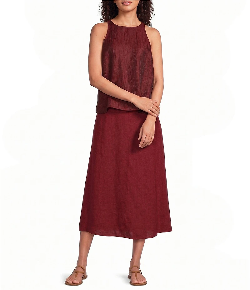 Eileen Fisher Crinkled Weave Halter Neck Sleeveless Top