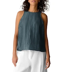 Eileen Fisher Crinkled Weave Halter Neck Sleeveless Top