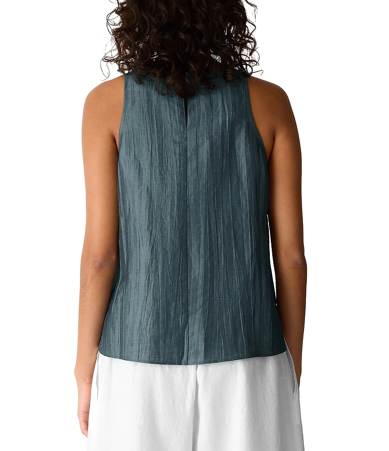 Eileen Fisher Crinkled Weave Halter Neck Sleeveless Top