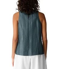 Eileen Fisher Crinkled Weave Halter Neck Sleeveless Top