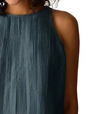 Eileen Fisher Crinkled Weave Halter Neck Sleeveless Top