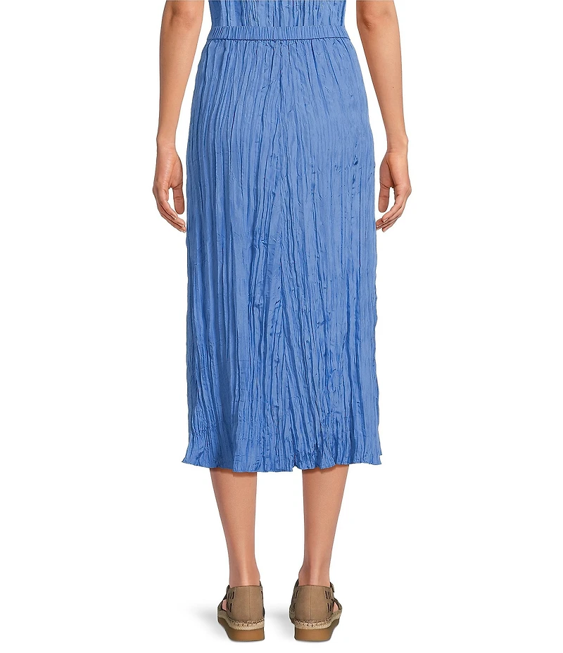 Eileen Fisher Crushed Silk Pull-On A-Line Midi Skirt