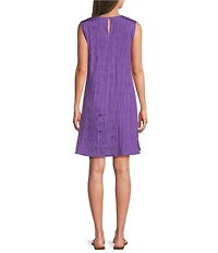 Eileen Fisher Crushed Silk Round Neck Sleeveless A-Line Dress