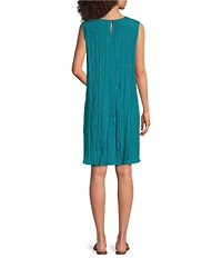 Eileen Fisher Crushed Silk Round Neck Sleeveless A-Line Dress