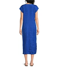 Eileen Fisher Crushed Silk V-Neck Cap Sleeve Dress