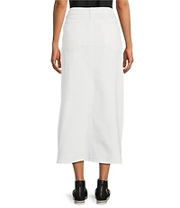 Eileen Fisher Organic Cotton Blend Denim Front Slit Straight Midi Skirt