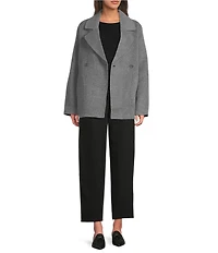 Eileen Fisher Doublefaced Wool Cloud Notch Lapel Long Sleeve Trench Coat