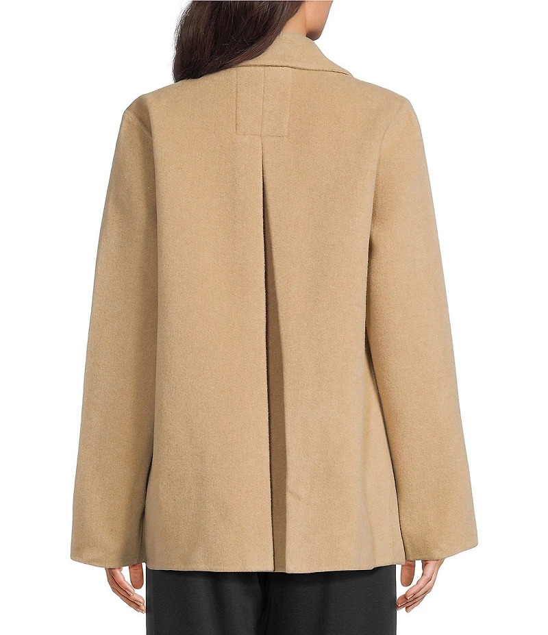 Eileen Fisher Doublefaced Wool Cloud Notch Lapel Long Sleeve Trench Coat