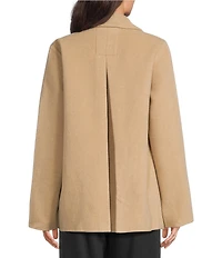 Eileen Fisher Doublefaced Wool Cloud Notch Lapel Long Sleeve Trench Coat