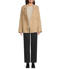 Eileen Fisher Doublefaced Wool Cloud Notch Lapel Long Sleeve Trench Coat