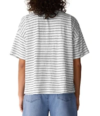 Eileen Fisher Organic Linen Stripe Knit Short Sleeve Boxy Top