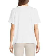 Eileen Fisher Easy Organic Cotton Jersey Knit V-Neck Short Sleeve Tee