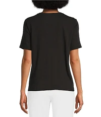 Eileen Fisher Easy Organic Cotton Jersey Knit V-Neck Short Sleeve Tee