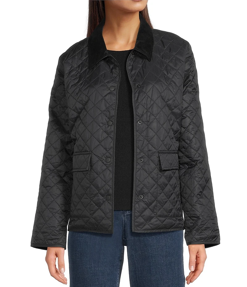 Eileen Fisher Eggshell Recycled Nylon Point Collar Long Sleeve Jacket